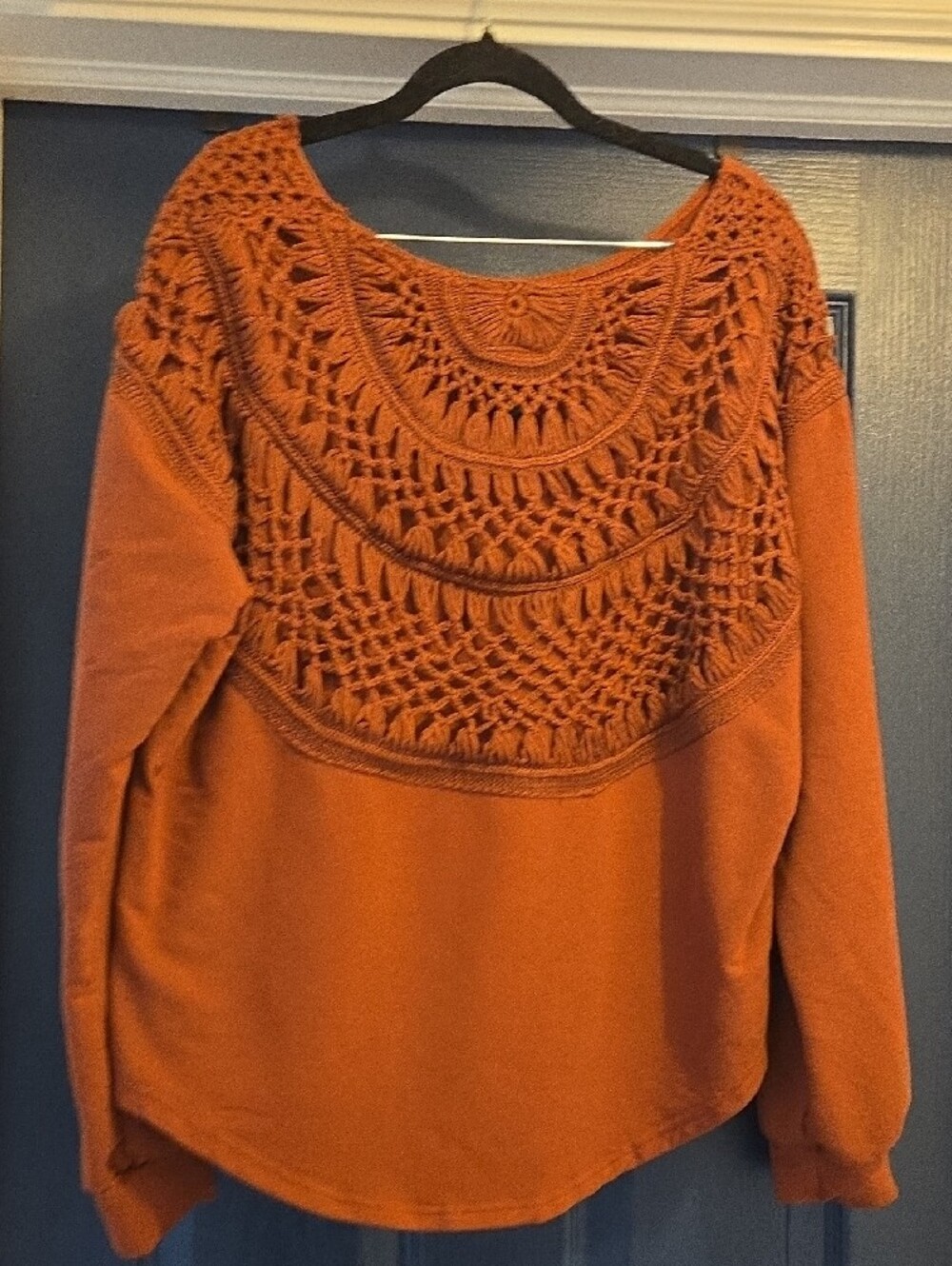 Daytrip Burnt Orange Crochet-Back Shell - Picture 3 of 4